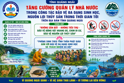 “Không săn bắt – Không tiêu thụ – Bảo vệ động vật hoang dã, chim di cư, bảo vệ nguồn lợi thủy sản”, “Phóng sinh theo tinh thần Phật giáo gắn với bảo vệ đa dạng sinh học và trách nhiệm xã hội”.