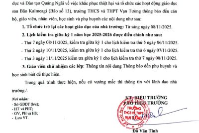 Thông báo Hoạt động dạy và học trở lại sau Bão số 13